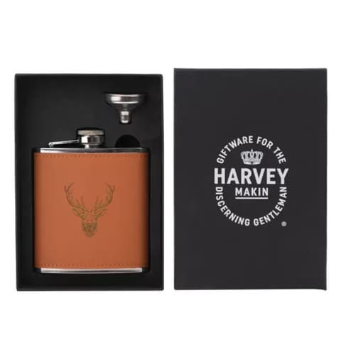 Plasku lehtriga Harvey Makin  - 6oz Brown