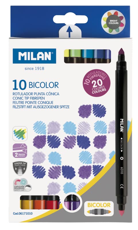 Viltpliiats MILAN 10tk=20 värvi bicolor