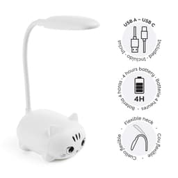 LED laualamp Kitty B2F, valge, painduva kaelaga, USB, soe valgus Miquelrius