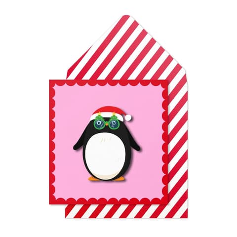Kuku Kaart Tache Penguin with Christmas tree glasses