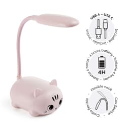 LED laualamp Kitty B2F, roosa, painduva kaelaga, USB, soe valgus Miquelrius