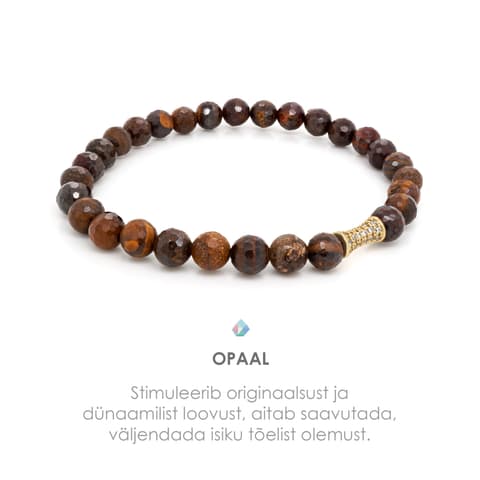 Käevõru Lihvitud Opaal (Brown) aj Metallhelmes 6mm S