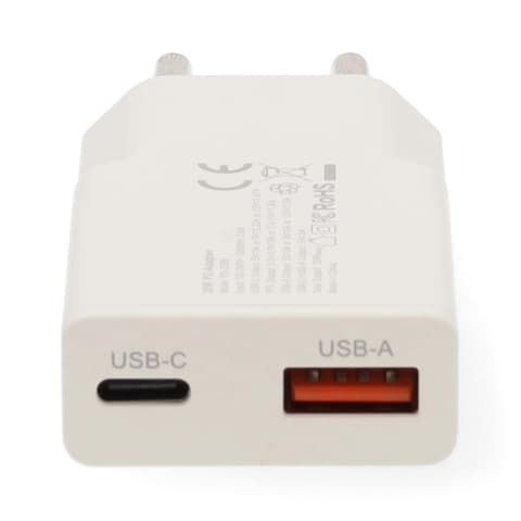 Toalaadija Nedis USB-C + USB-A, 20W, QuickCharge, valge