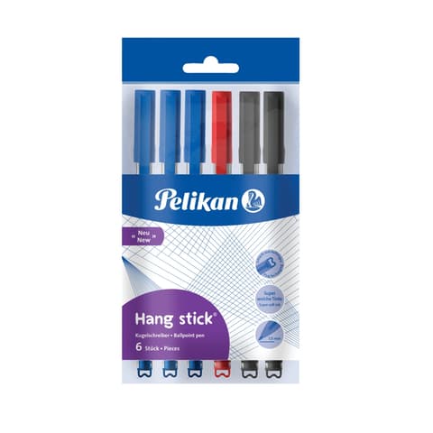 Pelikan pastapliiats, Hang Stick 6 tk (3 sinist + 2 musta + 1 punane)