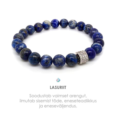 Pärlipesa Käevõru Lasuriit Column Hõbedane 8mm S