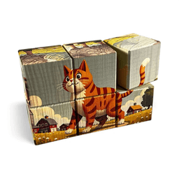 Lauamäng Koduloomadega pildiklotsid, 6 kuubikut