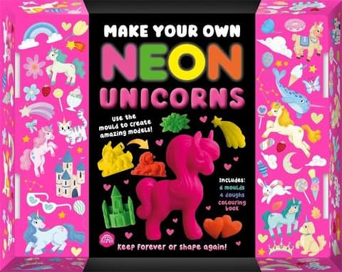 Make Your Own Neon Unicorns: A toy and book box set with 6 magical moulds and 4 neon doughs!