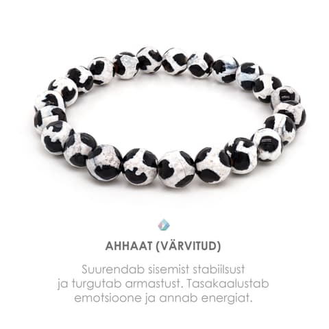 Pärlipesa käevõru Lihvitud Ahaat Black-White 8mm S