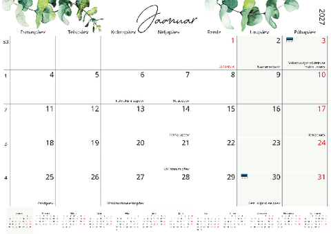 2027 Magnetkalender A4 (külmkapikalender)  297x210