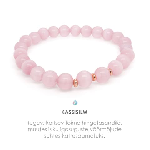 Pärlipesa käevõru Kassisilm Misty Rose 8mm L