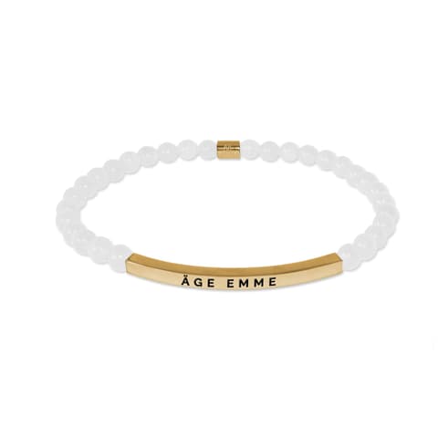 Pärlitega käevõru ÄGE EMME / valged pärlid ja kulla värvi plaadiga