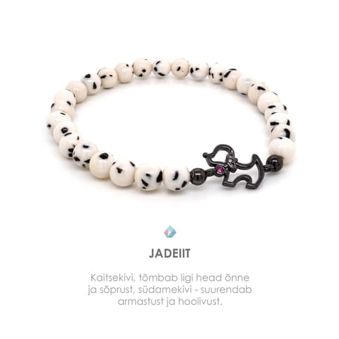 Pärlipesa käevõru Jadeiit ja Kutsikas 6mm S