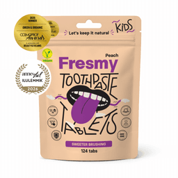 Fresmy virsikumaitselised hambapastatabletid lastele, 124 tk