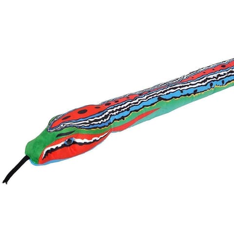 Pehme mänguloom roheline-sinine-punane madu