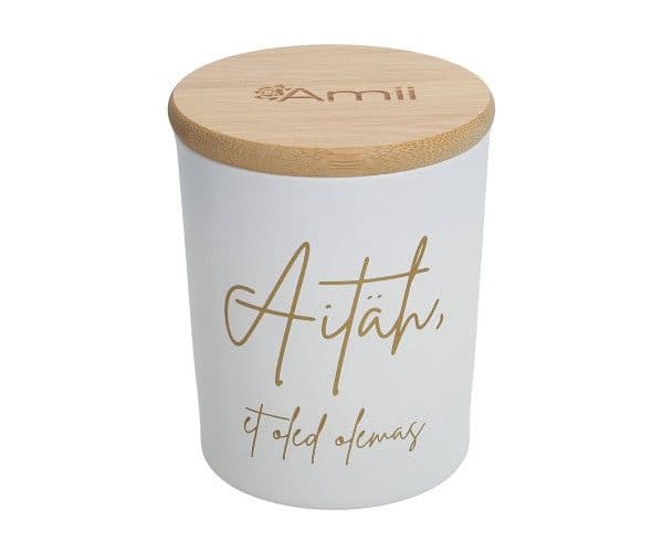 Amii Sojavahast lõhnaküünal Passion 140g sõnumiga Aitäh, et oled olemas