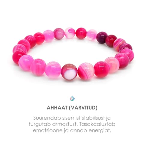 Pärlipesa käevõru Ahhaat Fuchsia 8mm L