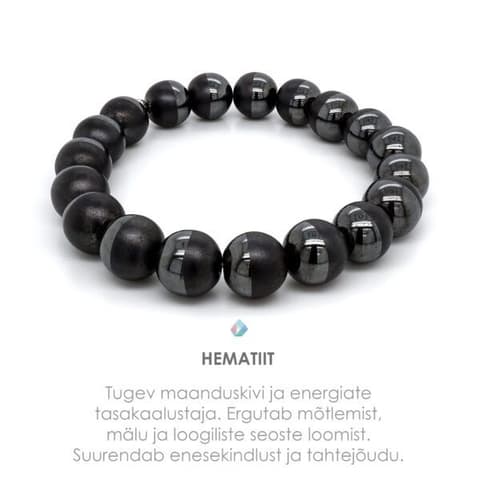 Pärlipesa käevõru Sünteetiline Hematiit Läikiv/Matt 10mm M