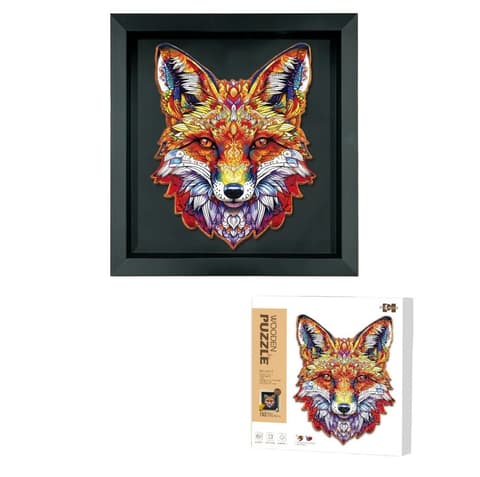 Puidust 3D puzzle Rebane (167 osa), raamiga