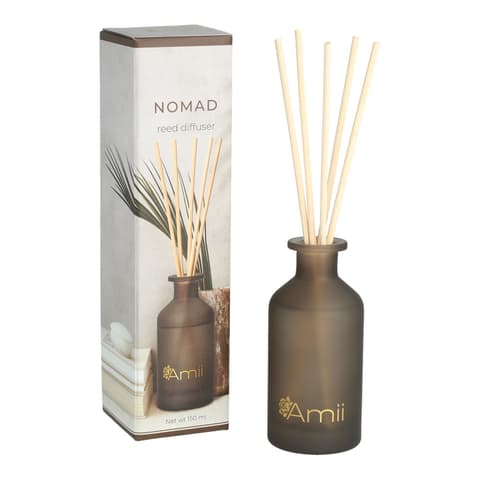 Ruumilõhnastaja NOMAD rattanpulkadega mustas klaasis, 150 ml