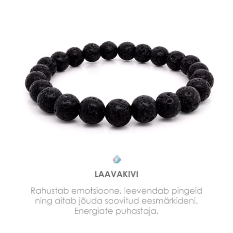 Pärlipesa käevõru Laavakivi Black 8mm L