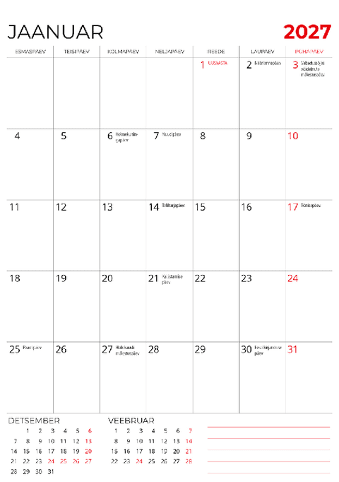 2027 Magnetkalender A5 (külmkapikalender) 148x210