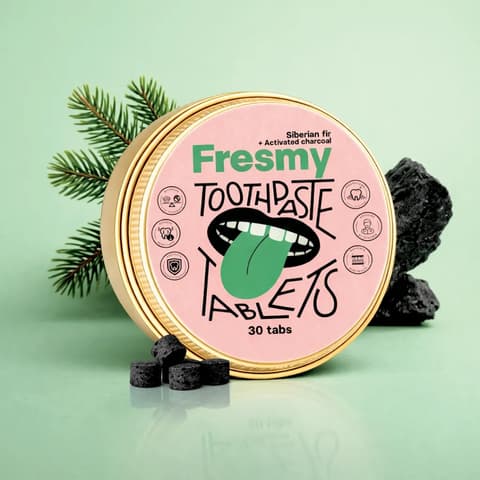 Fresmy hambapesutabletid siberi nulu ja aktiivsöega, 30 tk
