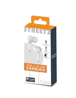 Nööpkõrvaklapid mikrofoniga Streetz USB-C valge