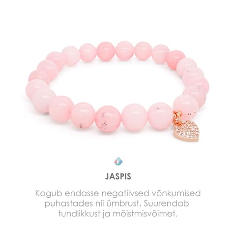 Pärlipesa käevõru Jaspis Cherry Blossom Südamega 8mm L