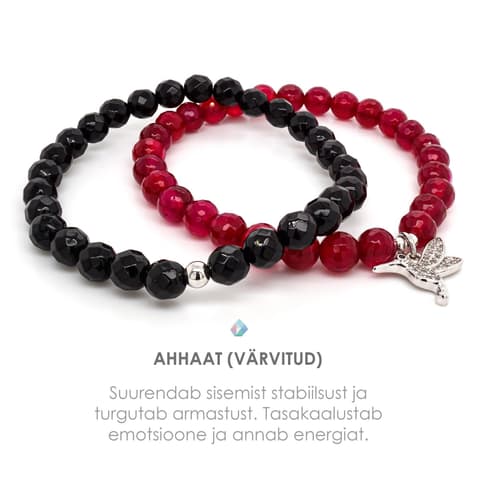 Pärlipesa Käevõrud Lihvitud Ahhaat Black-Plum Koolibriga 6mm M