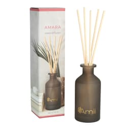 Ruumilõhnastaja AMARA rattanpulkadega mustas klaasis, 150 ml