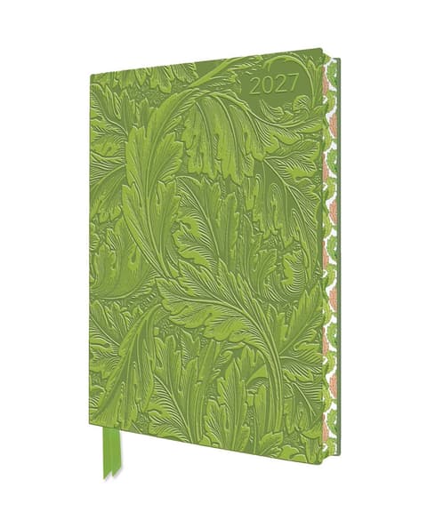 Kalendermärkmik William Morris: Acanthus 2027 Artisan Art Vegan Leather Diary Planner - Page to View with Notes