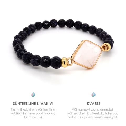 Pärlipesa käevõru Lihvitud Sünteetiline Liivakivi ja Kvarts 6mm S