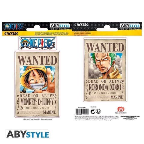 Kleebised ONE PIECE 16x11cm/ 2 sheets - Wanted Luffy/ Zoro