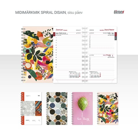 2026 Kalendermärkmik Timer Midimärkmik Spiral Disan Päev