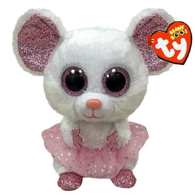 Pehme kaisuloom TY NINA - white ballerina mouse regular