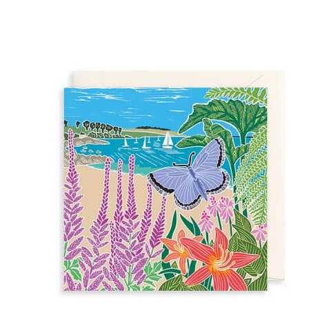Kuku kaart Blue Butterfly & Beach.