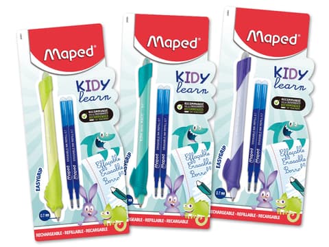 Tintpliiats kustutatav Maped Kidy Learn Magic animal sinine +2tk südamikku blistril