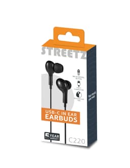 Nööpkõrvaklapid mikrofoniga Streetz USB-C must