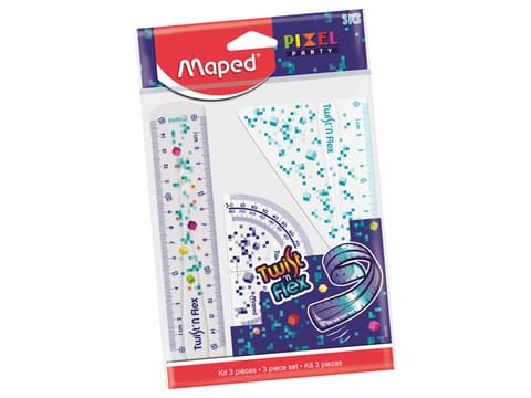 Joonlaud 15cm+mall 10cm+kolmnurk 15cm Pixel Party Twist`n Flex