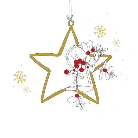 KUKU Jõulukaart CC Snowflake Gold Star