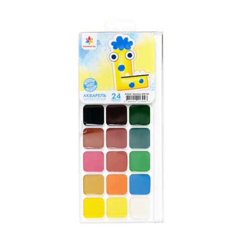 Akvarellid Gamma 24 värvi, plastkarbis, pintslita