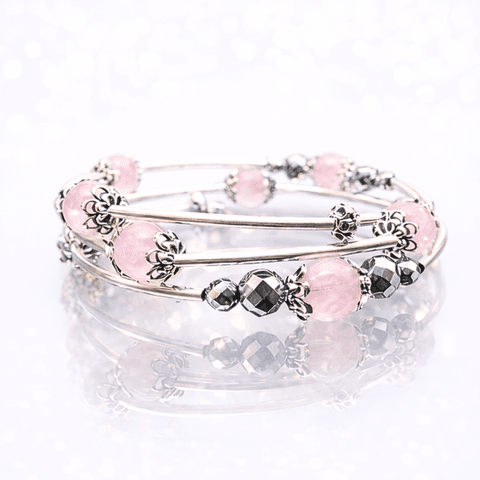 Gaia Kristallid disainkäevõru „Elegant” Roosa Kvarts & Hematiit