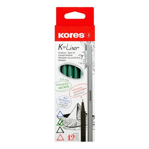 Tindipliiatsid KORES K-Liner 0.4 mm, roheline, 12 tk riputuspakis