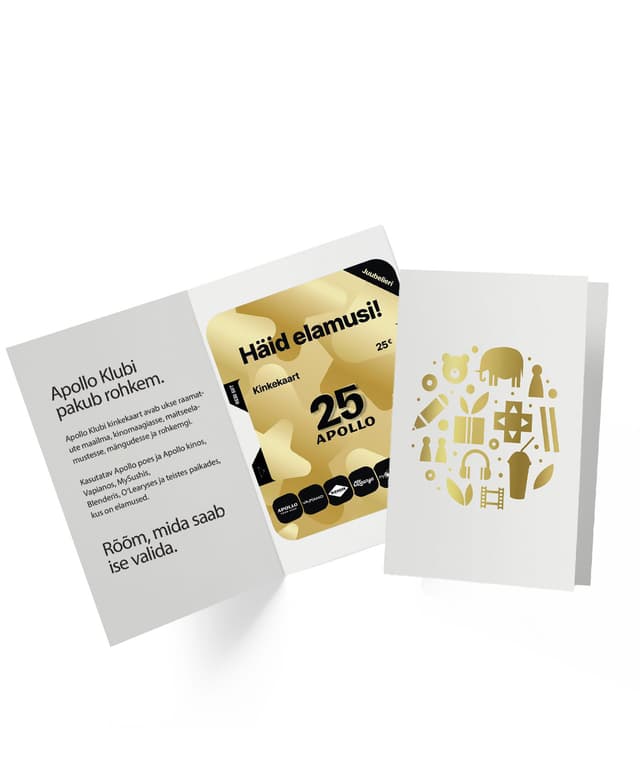 Apollo Klubi Kinkekaart 25 €, Pidulikus ümbrises