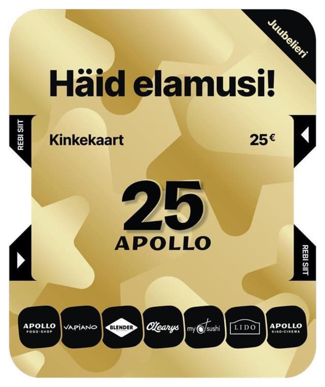 Apollo Klubi Kinkekaart 25 €, ilma ümbriseta