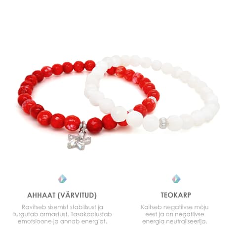 Käevõru Lihvitud Ahhaat ja Teokarp Tähega 6mm S