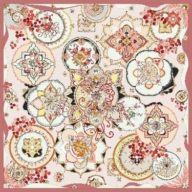 Siidrätik Roosa ornament 50x50