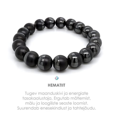 Pärlipesa käevõru Sünteetiline Hematiit Läikiv/Matt 10mm L