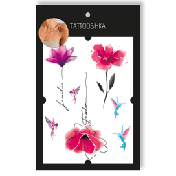 Ajutine tattoo TATTOOSHKA "Flowers watercolor Freedom"