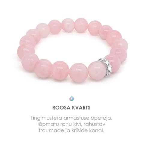 Pärlipesa käevõru Roosa Kvarts Kristalliga 10mm L